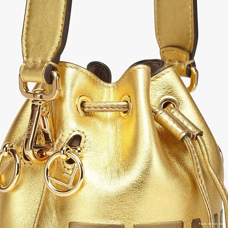 Cheap Bag Leather Fendi Logo ROMA Mini Calf Mon Tresor Gold In Bucket 0822